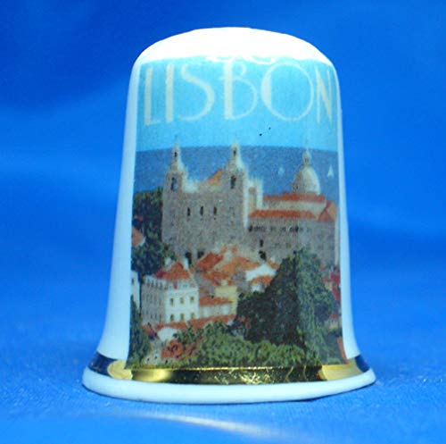 Birchcroft Porzellan-Fingerhut zum Sammeln, Reiseposter Lissabon, inklusive Box von Birchcroft China