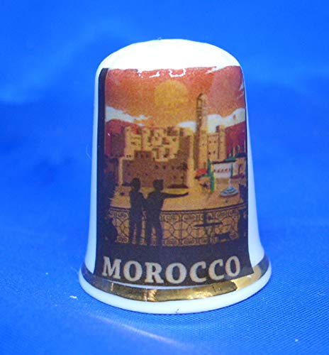 Birchcroft Porzellan-Fingerhut zum Sammeln, Reiseposter Marokko, inklusive Box von Birchcroft China