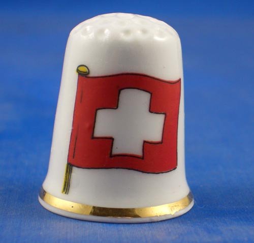 Porzellan China zum Sammeln Fingerhut Flagge der Schweiz Porzellan China zum Sammeln Fingerhut Flagge der Schweiz von Birchcroft China