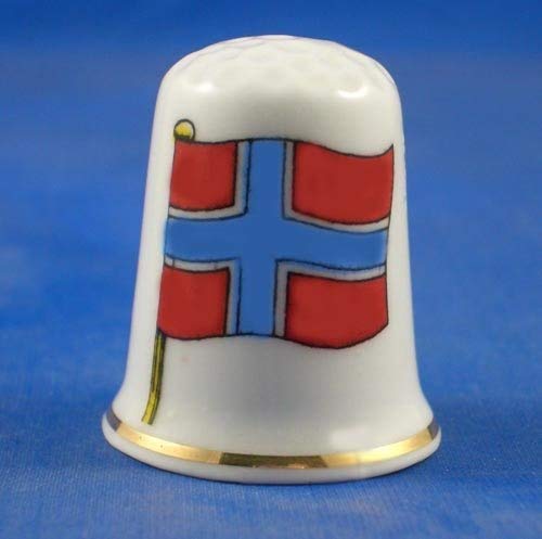 Porzellan China zum Sammeln Fingerhut Flagge von Norwegen Porzellan China zum Sammeln Fingerhut Flagge von Norwegen von Birchcroft China