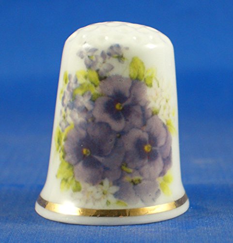 Porzellan Sammlerstück Fingerhut, Blumen, Blau von Birchcroft China