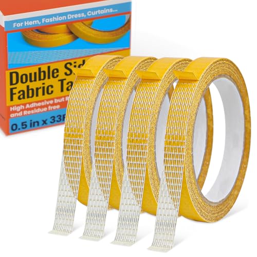 Doppelseitiges Gewebeklebeband Heavy Duty für Saum,Mode Kleid, Tuch, Vorhänge,Stark haftend, aber ablösbar und rückstandsfrei, Kein Nähen oder Bügeln erforderlich, vielseitig einsetzbar,1.3cmx10m/x 4R Doppelseitiges Gewebeklebeband Heavy Duty für Saum,Mode Kleid, Tuch, Vorhänge,Stark haftend, aber ablösbar und rückstandsfrei, Kein Nähen oder Bügeln erforderlich, vielseitig einsetzbar,1.3cmx10m/x 4R von Birllaid