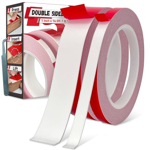 Doppelseitiges Klebeband Heavy Duty 2Rolls, 16.5FT abnehmbar starkes Klebeband für hängende Bild, LED-Licht, Sensoren, Auto, Haus, Büro, Schule Dekor, 1 und 0,39 Zoll breit Doppelseitiges Klebeband Heavy Duty 2Rolls, 16.5FT abnehmbar starkes Klebeband für hängende Bild, LED-Licht, Sensoren, Auto, Haus, Büro, Schule Dekor, 1 und 0,39 Zoll breit von Birllaid