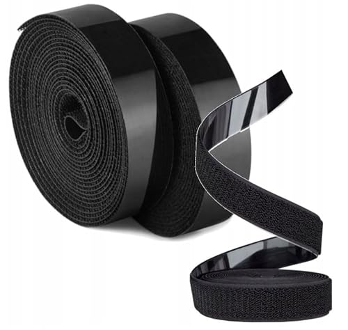 Klettverschluss Klettband Haken und Flauschband selbstklebend Breite 20mm Extra Stark Doppelseitig (Schwarz 1m) von BirnePower