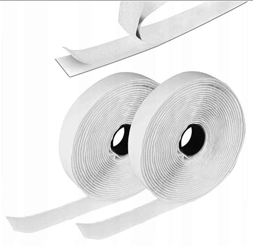 Klettverschluss Klettband Haken und Flauschband selbstklebend Breite 20mm Extra Stark Doppelseitig (Weiß 1m) von BirnePower