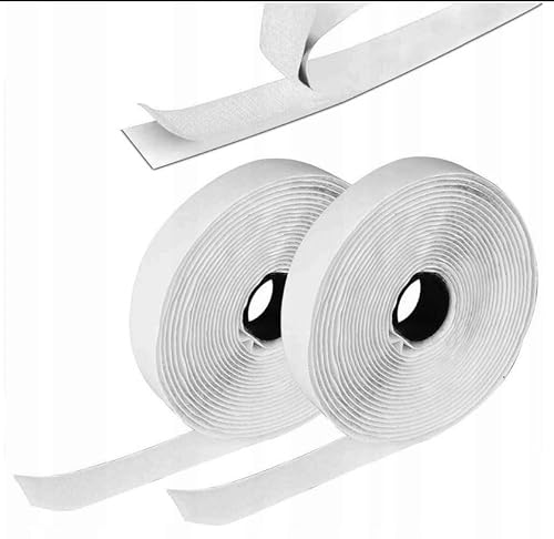 Klettverschluss Klettband Haken und Flauschband selbstklebend Breite 20mm Extra Stark Doppelseitig (Weiß 5m) von BirnePower