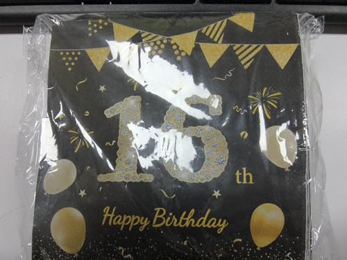 Birshe 100 Stück Schwarzes Gold Geburtstags Servietten,Happy Birthday 16 Servietten Servietten 16 Geburtstag Tischdekoration Papierservietten für Geburtstag Feiern Party Jubiläum 16.5 x 16.5 cm Birshe 100 Stück Schwarzes Gold Geburtstags Servietten,Happy Birthday 16 Servietten Servietten 16 Geburtstag Tischdekoration Papierservietten für Geburtstag Feiern Party Jubiläum 16.5 x 16.5 cm von Birshe