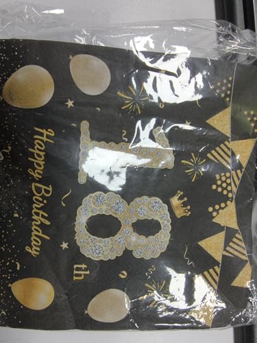 Birshe 100 Stück Schwarzes Gold Geburtstags Servietten,Happy Birthday 18 Servietten Servietten 18 Geburtstag Tischdekoration Papierservietten für Geburtstag Feiern Party Jubiläum 16.5 x 16.5 cm Birshe 100 Stück Schwarzes Gold Geburtstags Servietten,Happy Birthday 18 Servietten Servietten 18 Geburtstag Tischdekoration Papierservietten für Geburtstag Feiern Party Jubiläum 16.5 x 16.5 cm von Birshe