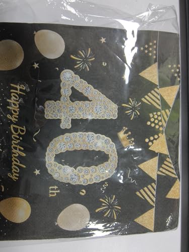 Birshe 100 Stück Schwarzes Gold Geburtstags Servietten,Happy Birthday 40 Servietten Servietten 40 Geburtstag Tischdekoration Papierservietten für Geburtstag Feiern Party Jubiläum 16.5 x 16.5 cm Birshe 100 Stück Schwarzes Gold Geburtstags Servietten,Happy Birthday 40 Servietten Servietten 40 Geburtstag Tischdekoration Papierservietten für Geburtstag Feiern Party Jubiläum 16.5 x 16.5 cm von Birshe