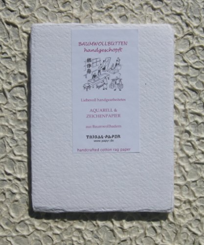 handgeschöpftes Büttenpapier Aquarellpapier A6 10 Bogen/Set 200g/m² naturweiß BaumwollLinters von Birsppy