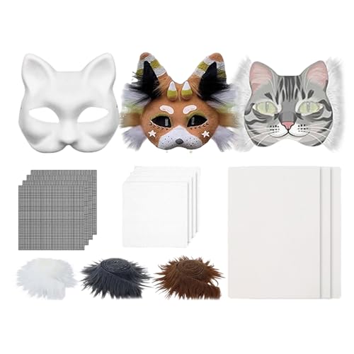 Birtern Katzengesichtsabdeckungen zum Basteln, Halloween-Tier-Gesichtsabdeckungs-Set mit Filzblatt, Kostüme, Rollenspiele für Damen, Herren, Kinder, Erwachsene, Veranstaltungen, Fotoshootings von Birtern