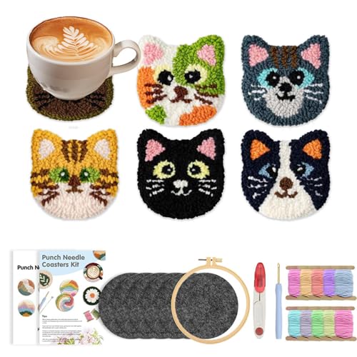 Birtern Stanznadel-Set für Anfänger, getufteter Teppich-Nadelstanzer, Kunst-Kits für Erwachsene, tragbares Garnreif-Stickset, multifunktionale Bastelwerkzeuge für Kinder und Erwachsene von Birtern