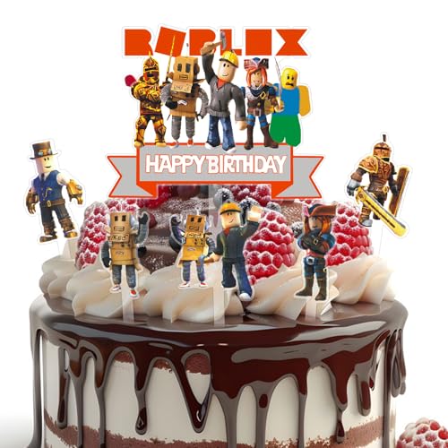 Roblx Décoration Gateau Anniversaire, 7 Pièces Roblx Cake Topper Happy Birthday Decoration, Gateau Cake Topper pour Fournitures de Fête d'Anniversaire Enfant von BirthZan