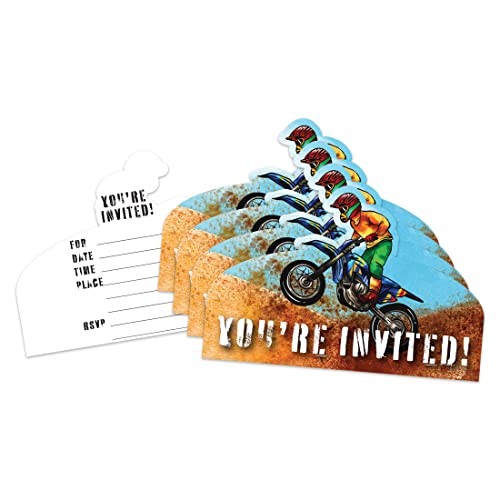 Dirt Bike Motorcross Racing Mortorbike Geburtstagsparty-Einladungen für Jungen – 20 Stück von 10,2 x 15,2 cm, doppelseitige Einladungen zum Ausfüllen mit nassen Umschlägen von Birthday Galore