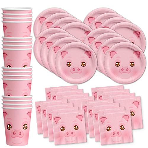 Schwein Geburtstag Party Supplies Set Teller Servietten Tassen Geschirr Kit für 16 von Birthday Galore
