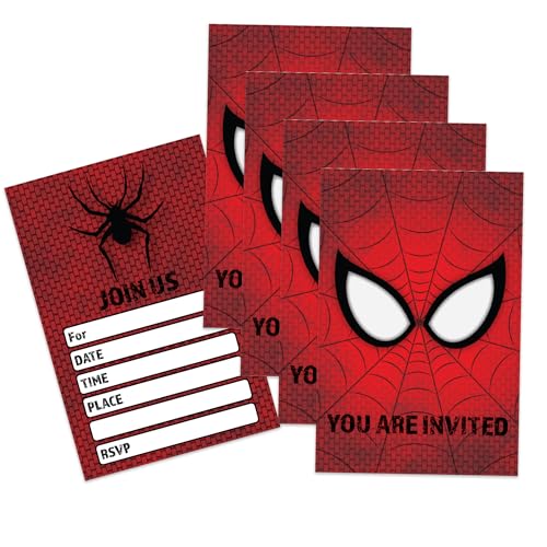 Spiderweb Superhelden-Geburtstagsparty-Einladungen für Jungen und Kinder, 20 Stück, 10,2 x 15,2 cm, doppelseitig, zum Ausfüllen mit nassen Umschlägen Spiderweb Superhelden-Geburtstagsparty-Einladungen für Jungen und Kinder, 20 Stück, 10,2 x 15,2 cm, doppelseitig, zum Ausfüllen mit nassen Umschlägen von Birthday Galore
