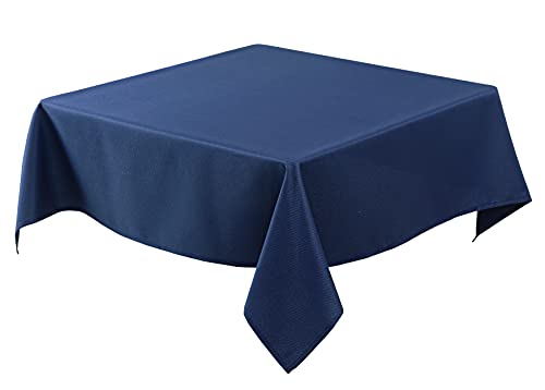 Biscaynebay Quadratische Tischdecken aus strukturiertem Stoff, 178 x 178 cm, Marineblau, wasserabweisend, für Esszimmer, Küche, Hochzeit und Partys usw. Maschinenwaschbar von Biscaynebay