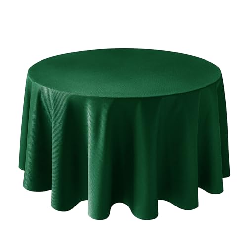 Biscaynebay Runde Tischdecken aus strukturiertem Stoff, 228 cm Durchmesser, Hunter Green, wasserabweisend, auslaufsicher, waschbar, für Esszimmer, Küche, Hochzeit und Partys, maschinenwaschbar von Biscaynebay