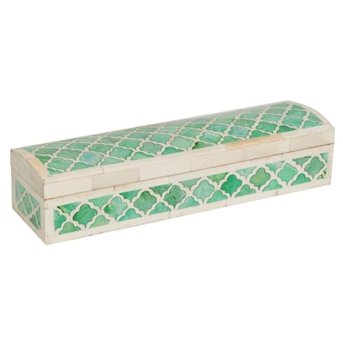Biscottini Schmuckschatulle L30,5 x B8,5 x H7,5 cm, Grün – Aufbewahrungsbox aus Holz – Schmuckschatulle – Stiftebox – Schmuckkästchen von Biscottini