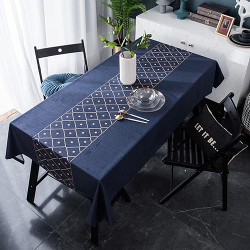 Bishilin Tischdecke im Vintage-Stil, Polyester, Marineblau, goldfarbene Punkte, rutschfest, 100 x 140 cm von Bishilin