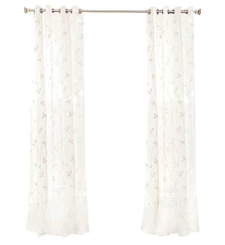 Bishilin Vorhänge Lichtdurchlässig 2er Set, Gardinen Ösen Weiß Stickerei mit Blumen Zweige Motiv Modern 96x160CM Vorhänge und Gardinen Halbtransparent für Wohnzimmer Schlafzimmer Kinderzimmer Bishilin Vorhänge Lichtdurchlässig 2er Set, Gardinen Ösen Weiß Stickerei mit Blumen Zweige Motiv Modern 96x160CM Vorhänge und Gardinen Halbtransparent für Wohnzimmer Schlafzimmer Kinderzimmer von Bishilin