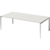 BISLEY Konferenztisch Cito grauweiß, verkehrsweiß rechteckig, 4-Fuß-Gestell weiß, 240,0 x 120,0 x 65,0 - 85,0 cm von Bisley