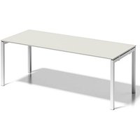 BISLEY Cito Schreibtisch grauweiß, verkehrsweiß rechteckig, 4-Fuß-Gestell weiß 200,0 x 80,0 cm von Bisley