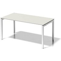 BISLEY Cito höhenverstellbarer Schreibtisch grauweiß, verkehrsweiß rechteckig, 4-Fuß-Gestell weiß 160,0 x 80,0 cm von Bisley