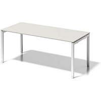 BISLEY Cito höhenverstellbarer Schreibtisch grauweiß, verkehrsweiß rechteckig, 4-Fuß-Gestell weiß 180,0 x 80,0 cm von Bisley