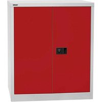 BISLEY Stahlschrank Universal E402A01G506 lichtgrau, kardinalrot 91,4 x 40,0 x 100,0 cm, aufgebaut von Bisley