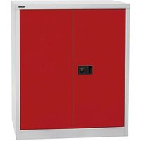 BISLEY Stahlschrank Universal E402A01506 lichtgrau, kardinalrot 91,4 x 40,0 x 100,0 cm, aufgebaut von Bisley