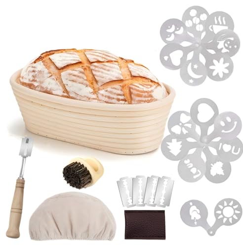 Bitcoraje Gärkörbchen Oval, 35cm Peddigrohr Gärkorb zum Brotbacken, inklusive Bäckermesser, Pinsel, und Leinenbezug, Das perfekte Brot backen Zubehör für Professionelle und Häusliche Bäcker, Brotkorb Bitcoraje Gärkörbchen Oval, 35cm Peddigrohr Gärkorb zum Brotbacken, inklusive Bäckermesser, Pinsel, und Leinenbezug, Das perfekte Brot backen Zubehör für Professionelle und Häusliche Bäcker, Brotkorb von Bitcoraje