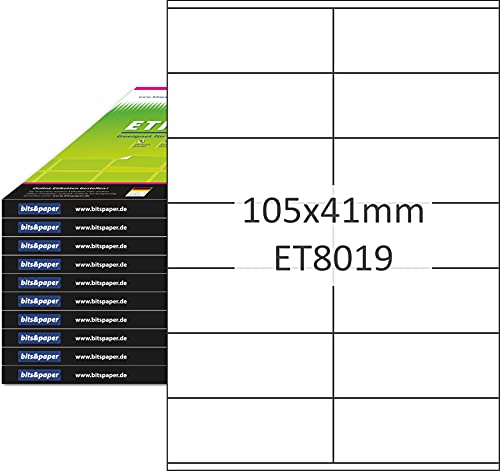 bits&paper ET8019XL Adressetiketten (105 x 41 mm, 14000 Etiketten, Papier matt, A4) 1000 Blatt weiße Etiketten von Bits&Paper