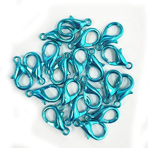 Nützliche 20/50 Stück bunt beschichtete Karabinerverschlüsse Hakenverbinder Schmuck 14 mm – (Anzahl: 20 Stück, Farbe: Blau) von Bitshops