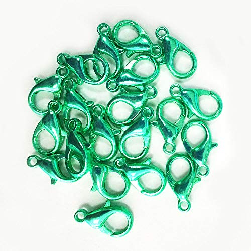 Nützliche 20/50 Stück bunt beschichtete Karabinerverschlüsse Hakenverbinder Schmuck 14 mm – (Anzahl: 20 Stück, Farbe: Grün) von Bitshops