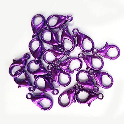 Nützliche 20/50 Stück bunt beschichtete Karabinerverschlüsse Hakenverbinder Schmuck 14 mm – (Anzahl: 20 Stück, Farbe: Violett) von Bitshops