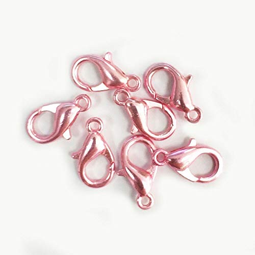 Nützliche 20/50 Stück bunt beschichtete Karabinerverschlüsse Hakenverbinder Schmuck 14 mm – (Anzahl: 50 Stück, Farbe: Rosa) von Bitshops