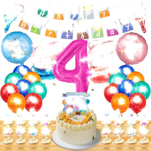 49 Stück Kindergeburtstag Deko 4 Jahr Rosa Ferkel Karikatur, Einschließlich 23* Luftballons、25* Tortendeko und 1* Birthday Banner,Cartoon Themenparty Dekorationen für Jungen und Mädchen 49 Stück Kindergeburtstag Deko 4 Jahr Rosa Ferkel Karikatur, Einschließlich 23* Luftballons、25* Tortendeko und 1* Birthday Banner,Cartoon Themenparty Dekorationen für Jungen und Mädchen von Biuebinc