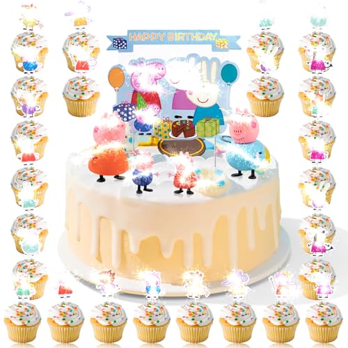 Biuebinc 29 Stück Rosa Ferkel Tortendeko für Kinder, 25 Stück Cake Topper, 4 Stück Figuren, Happy Birthday Tortenaufleger Muffin Kuchen Deko für Kinder Geburtstag Party Biuebinc 29 Stück Rosa Ferkel Tortendeko für Kinder, 25 Stück Cake Topper, 4 Stück Figuren, Happy Birthday Tortenaufleger Muffin Kuchen Deko für Kinder Geburtstag Party von Biuebinc