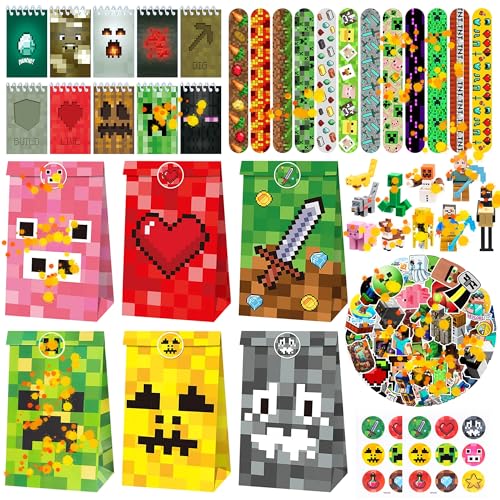 Biuebinc 94 Stück Kindergeburtstag Mitgebsel Set, 10PC Figuren, 10PC Notizbuch, 12PC Armband, 12PC Tüten, 50PC Aufkleber, Party Mitgebsel Kindergeburtstag Set, Spielzeug Geschenk für Kinder von Biuebinc