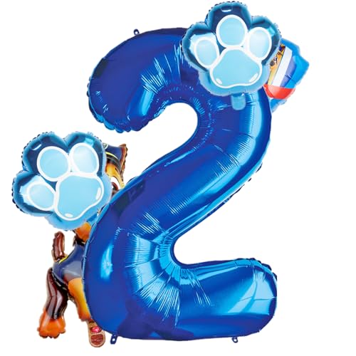 Biuebinc Luftballons Geburtstag Paw Dog Luftballon 2-5 Geburtstag Luftballons Blau Happy Birthday Deko Zahlen 2-5 Ballon Paw Dog Kindergeburtstag Deko Partydeko Junge von Biuebinc