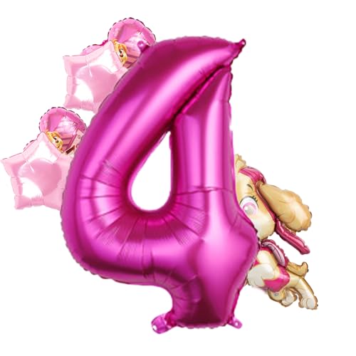 Biuebinc Paw Dog Geburtstag Deko, 6 Stück Rosa Luftballons für Mädchen, Wiederverwendbar, Hochwertige Aluminiumfolie, Ideal für Kindergeburtstage & Partys von Biuebinc