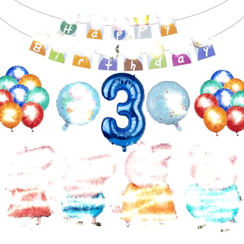 Biuebinc Rosa Luftballon 3 Jahre Kinder Geburtstag Deko Cartoon Ferkel LuftballonsThemed Geburtstagsfeier Helium Luftballons für Jungen & Mädchen von Biuebinc