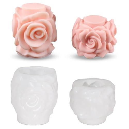 Silikon-Stumpenkerzen-Form, 3D-Rosenform, wiederverwendbar, für Sojawachs/Harz-Kerzen, DIY-Seifenherstellung, Valentinstagsgeschenke, Heimdekoration, handgefertigtes Kerzenherstellungs-Set (2 Stück) Silikon-Stumpenkerzen-Form, 3D-Rosenform, wiederverwendbar, für Sojawachs/Harz-Kerzen, DIY-Seifenherstellung, Valentinstagsgeschenke, Heimdekoration, handgefertigtes Kerzenherstellungs-Set (2 Stück) von Biunnru