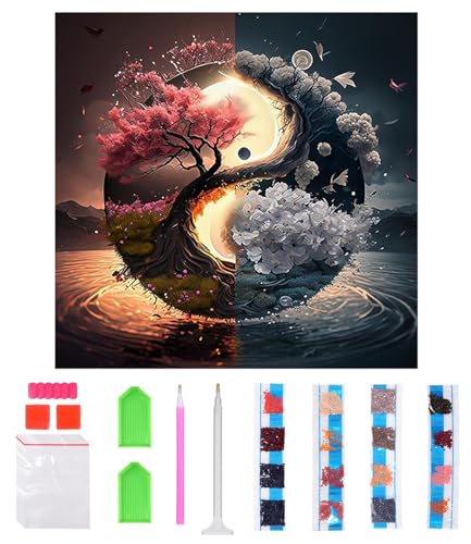 Bixury 5D Diamont Painting Bilder Set Diamond Painting Natur 5D DIY Diamond Painting Kit Spiritueller Baum des Lebens 30 × 30 cm für Kinder Erwachsene Home Wanddekoration Dekoratio von Bixury