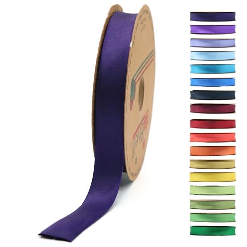 BYS19 Schrägband aus Satin, 99+ Farben, 1,9 cm breit, 22,7 m, gefaltetes Satinband, Stoffpaspelband, Schrägband zum Nähen, Kleidung, DIY (19. Dunkelviolett) von Biyelli