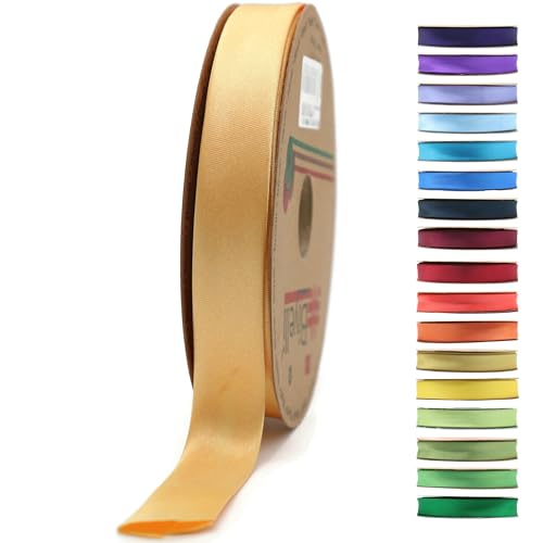 BYS34 Schrägband aus Satin, 99+ Farben, 1,9 cm breit, 22,7 m, gefaltetes Satinband, Stoffpaspelband, Schrägband zum Nähen, Kleidung, DIY (34. Pollengold) von Biyelli