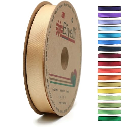 BYS35 Schrägband aus Satin, 99+ Farben, 1,9 cm breit, 22,7 m, gefaltetes Satinband, Stoffpaspelierung, Schrägband zum Nähen, Kleidung, DIY (35. Pfirsich) von Biyelli