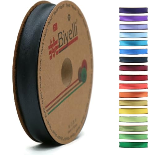 BYS38 Schrägband aus Satin, 99+ Farben, 1,9 cm breit, 22,7 m, gefaltetes Satinband, Stoffpaspelierung, Schrägband zum Nähen, Kleidung, DIY (38. Eisengrau) von Biyelli