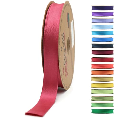 BYS42 Schrägband aus Satin, 99+ Farben, 1,9 cm breit, 22,7 m, gefaltetes Satinband, Stoffpaspelierung, Schrägband zum Nähen, Kleidung, DIY (42. Rubin-Tönung) von Biyelli